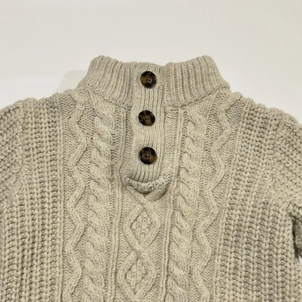Baby Gap Boys Beige Oatmeal Knit Sweater Size 4yrs Toddler 100% Cotton CableKnit